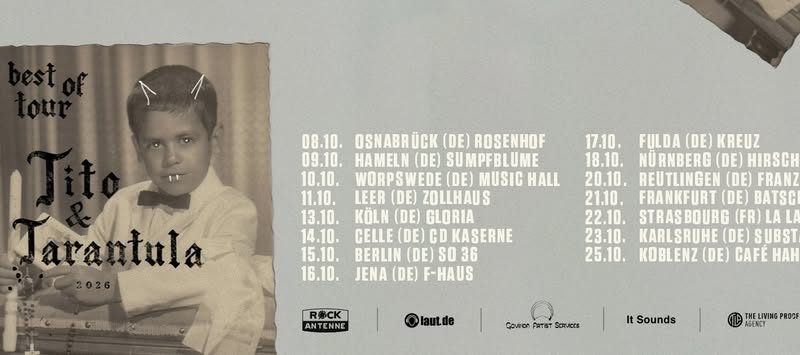 Tito & Tarantula auf “Best of Tour” 2026 – 18.10.26 in Nürnberg