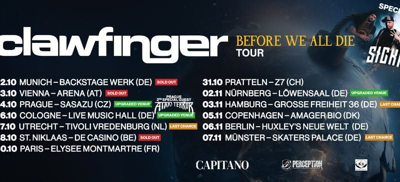Clawfinger auf “Before We All Die” Tour 2026 – Update zu Nürnberg
