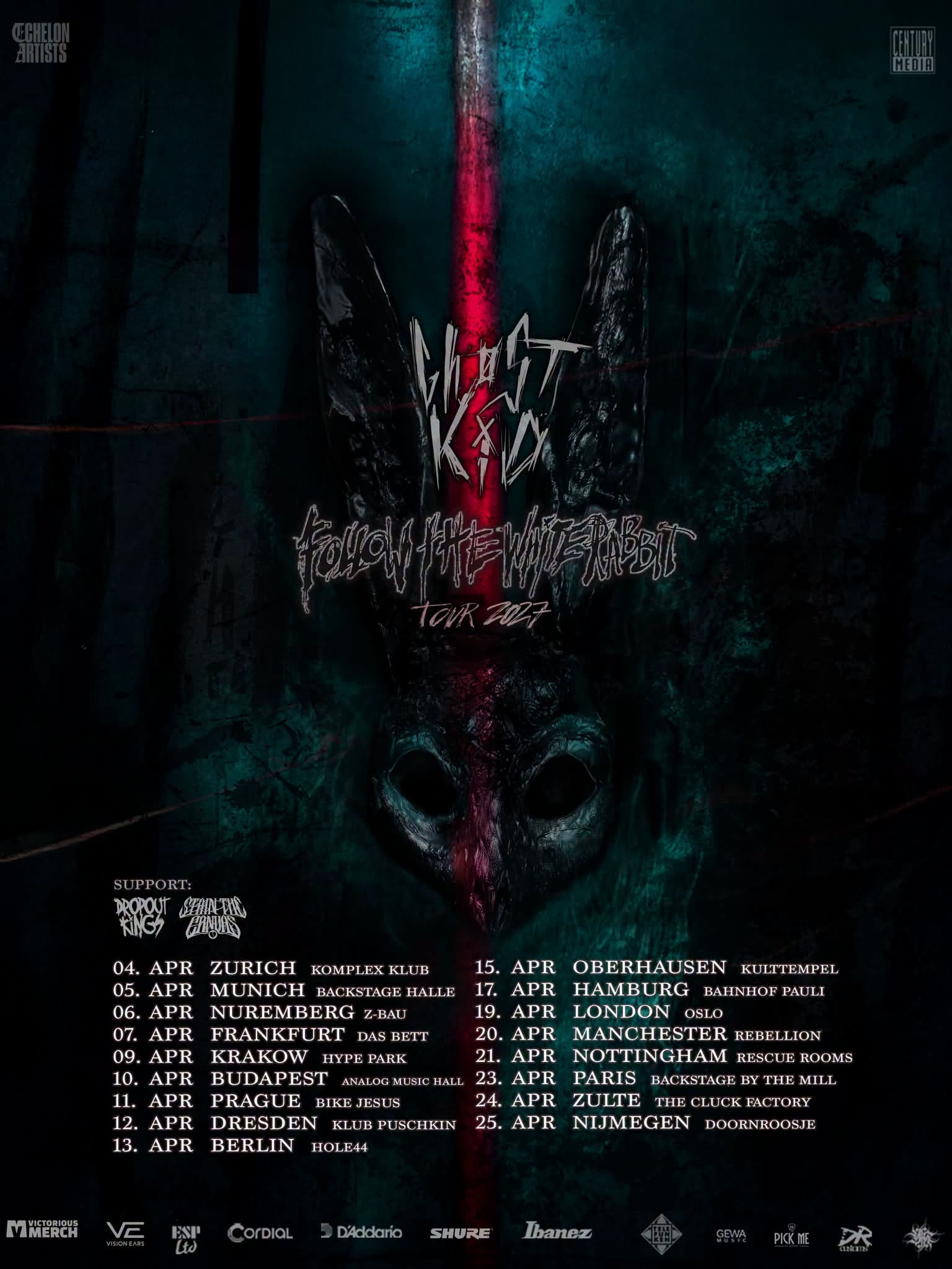 Ghøstkid & Seven Blood & Stain The Canvas & Dropout Kings – „Follow The White Rabbit“ Tour 2027
